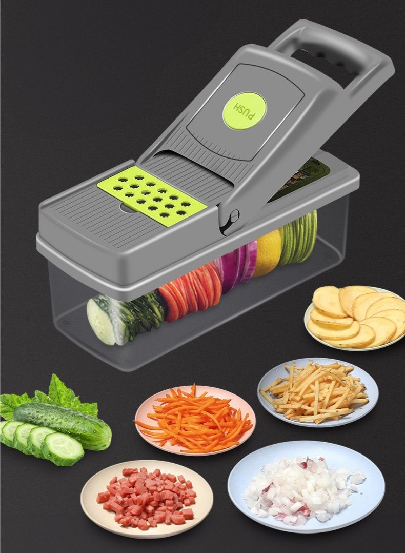Manhua 15 in 1 multifunctional vegetable chopper | Professional onion chopper | Vegetable slicing,diced and shredded in one | Carrot and garlic food vegetable slicer | With storage container - Image 1